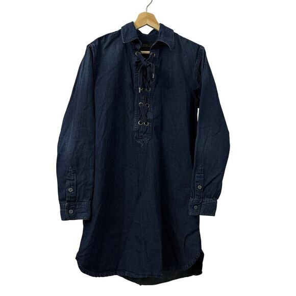 Polo Ralph Lauren Denim Shirt Dress Medium Blue Boho - Picture 1 of 11
